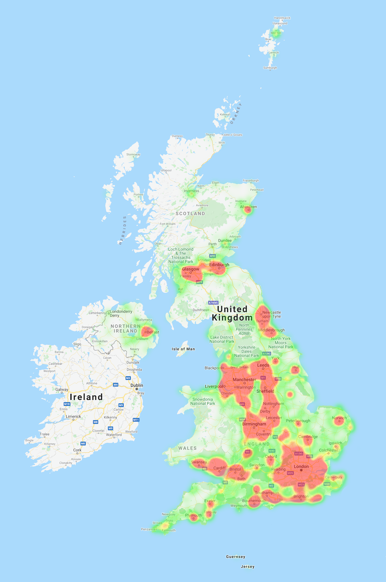Map of where users searched for food banks