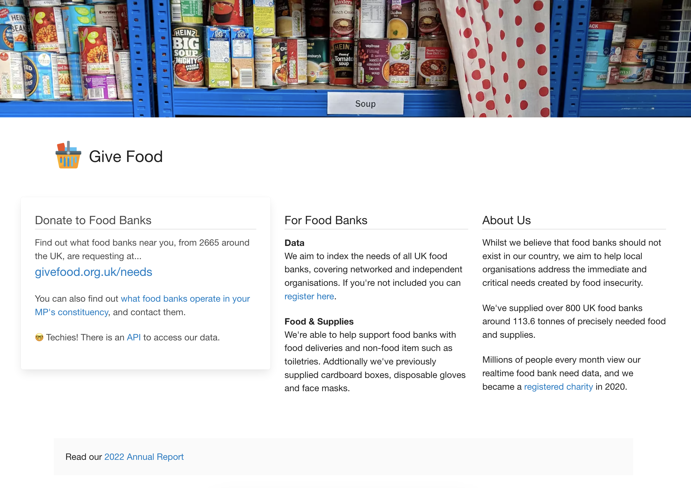 Give Food Old Homepage