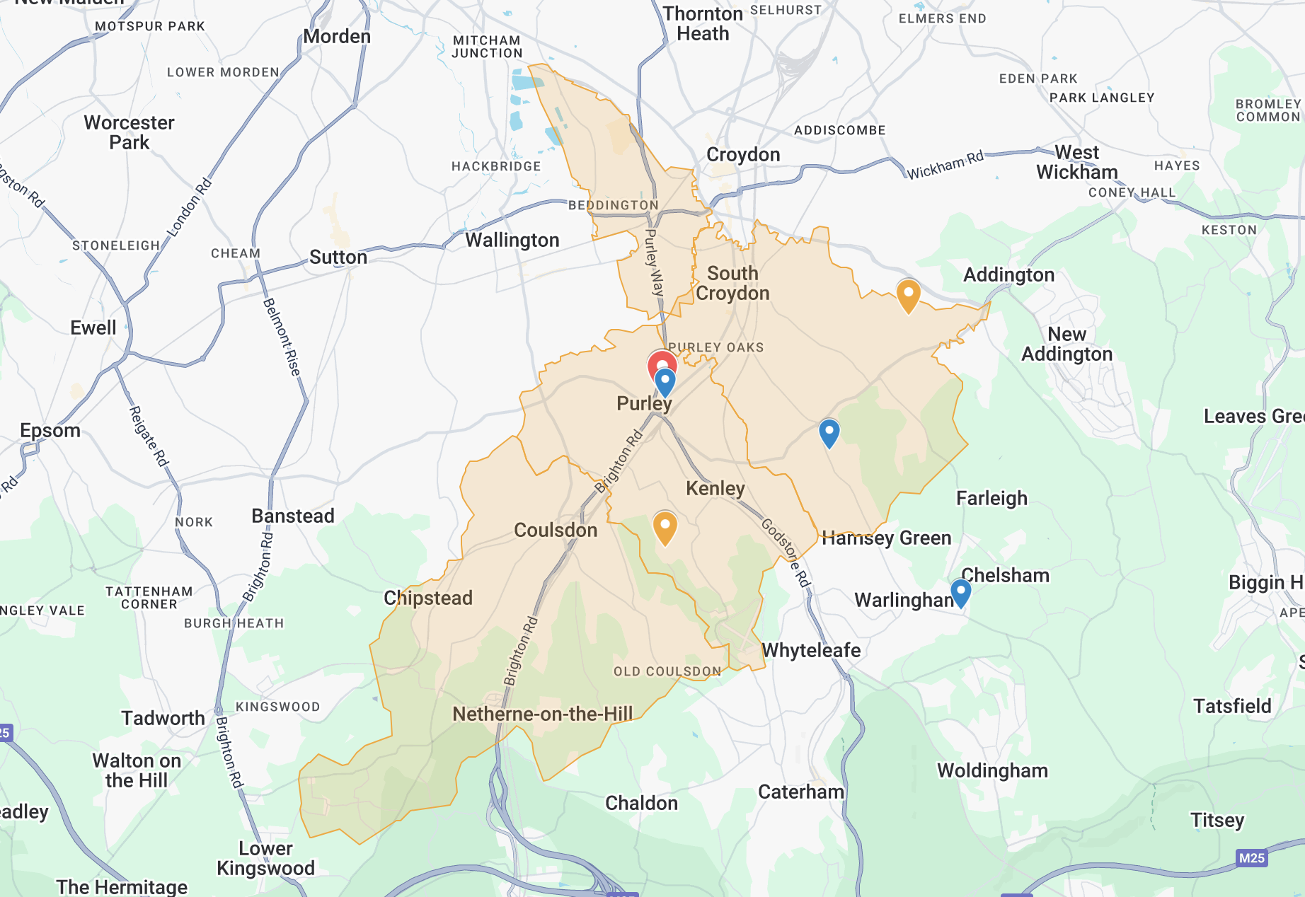 Purley Food Hub, and it's postcode service areas for deliveries